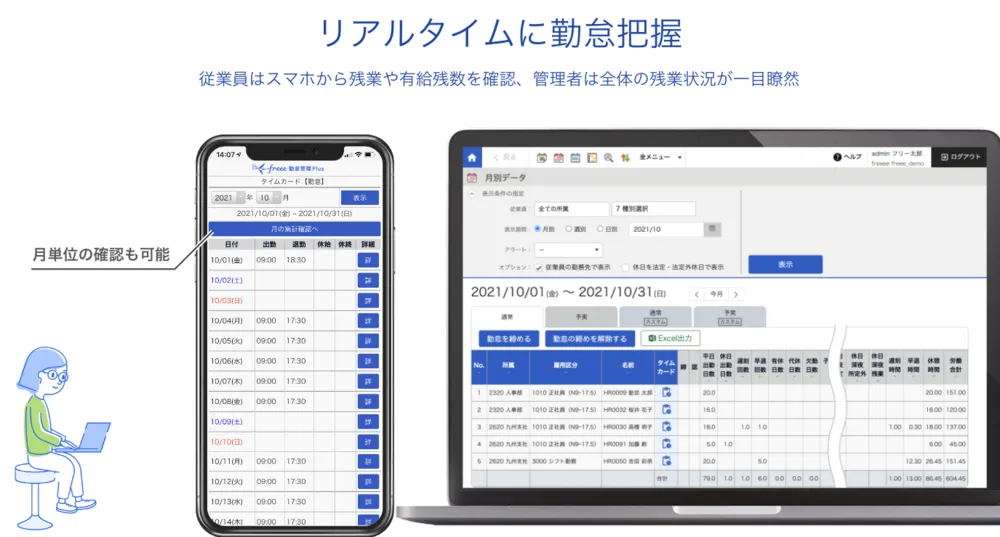 リアルタイムに勤怠が把握できます！