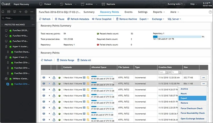 Rapid Recovery UI リカバリ