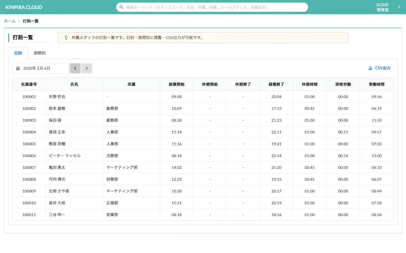 打刻一覧