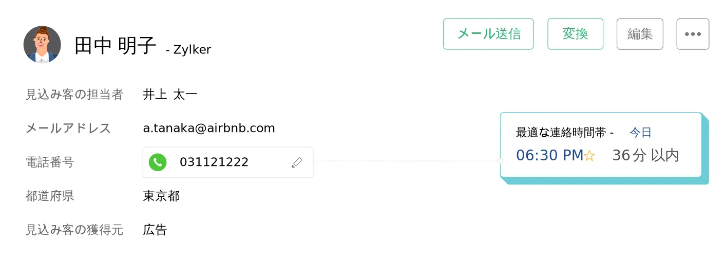 顧客への最適な連絡時間帯を提案