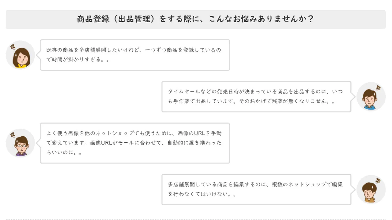 商品登録（出品管理）をする際に、こんなお悩みありませんか？
