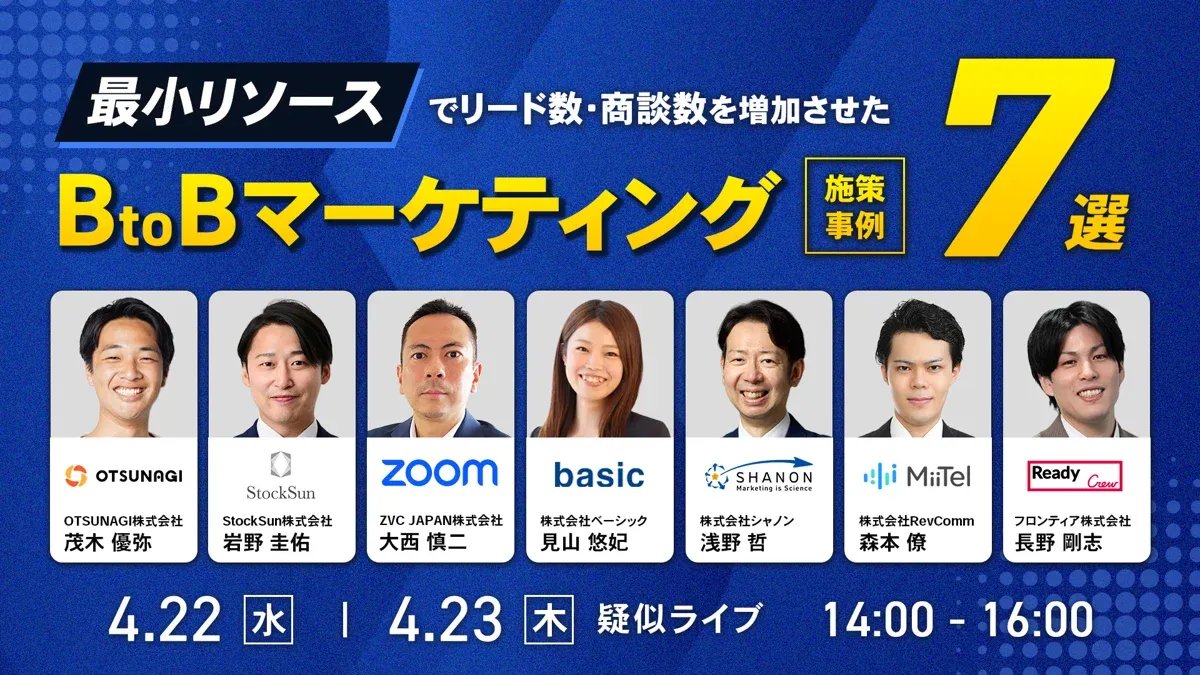 【4/22(水)14:00〜】最小リソースでリード数・商談数を増加させたBtoBマーケティング施策