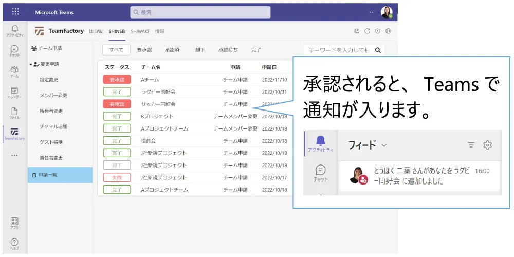 SHINSEI　機能紹介：Teamsチームの作成・編集を承認制へ