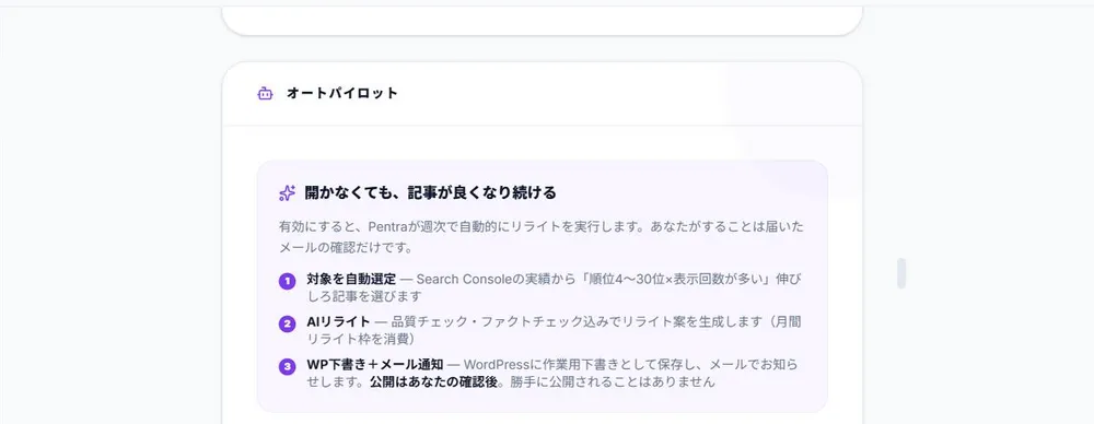 オートパイロット（週次の自動リライト）