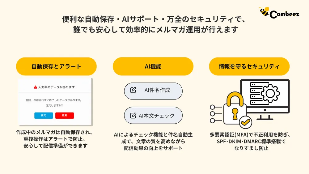 自動保存×AI×セキュリティで安心サポート！