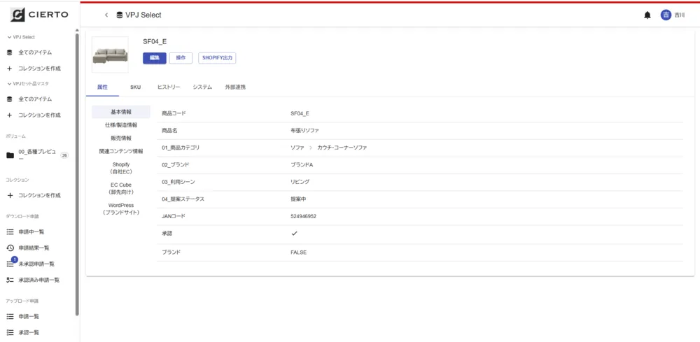 商品情報マスタの統合管理