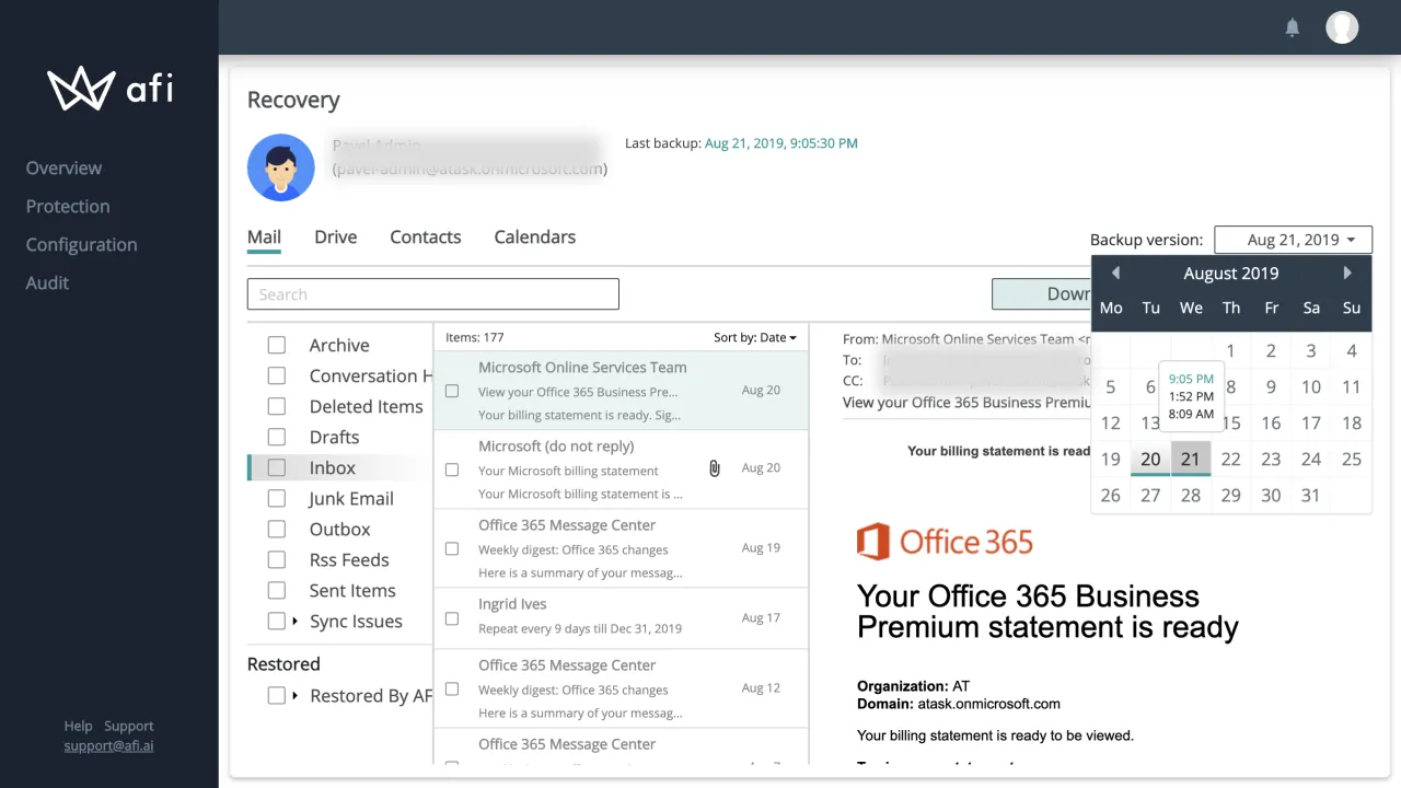 Afi SaaS Backup - Data Recovery