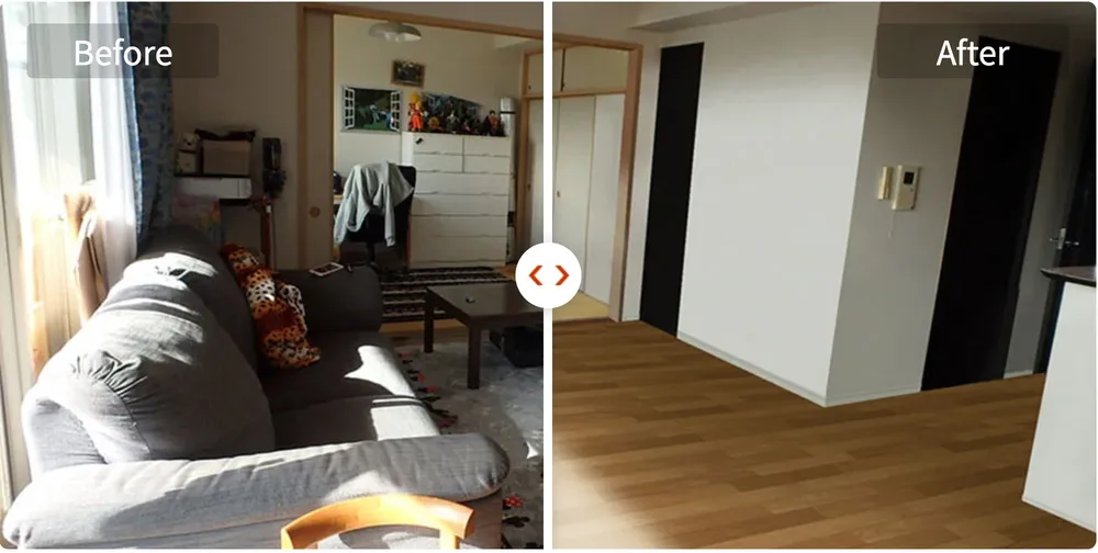 不要な家具を消す家具消しの作例