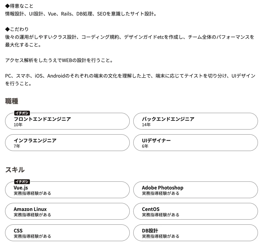 ユーザープロフィール