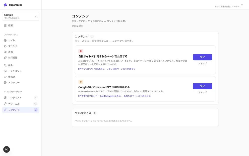 コンテンツ改善提案